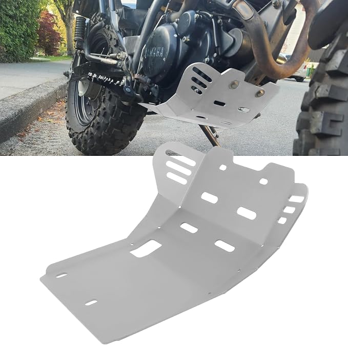 Motorcycle Skid Plate Replacement for Yamaha TW200 1987-2025 Under Engine Protection Aluminum Bash Plate(Silver)