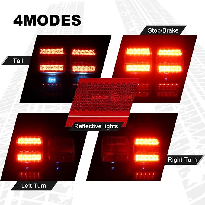 NeaLia Wireless Trailer Lights Magnetic, USB-C Rechargeable LED Tail Light for Towing, IP67 Waterproof Tow Lights Kit with Retroreflectors for Trucks, Caravan, RV, Portable Turn Signals Running Brake