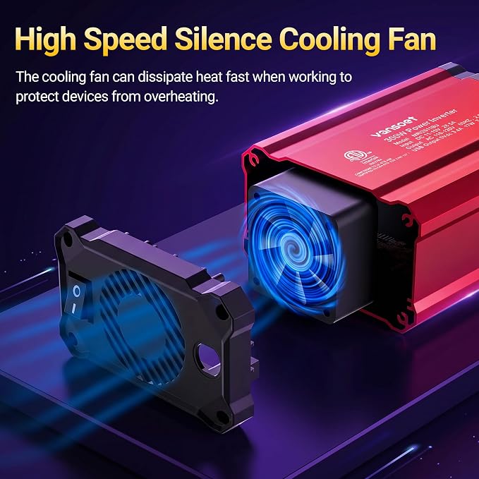 300W Car Power Inverter - vansoet DC 12V to 110V AC(2 Outlets) Power Inverters with 3.4A Dual USB Fast Charging Port - Car Charger Cigarette Lighter Adapter for Laptop/Phone/Road Trip (Red)
