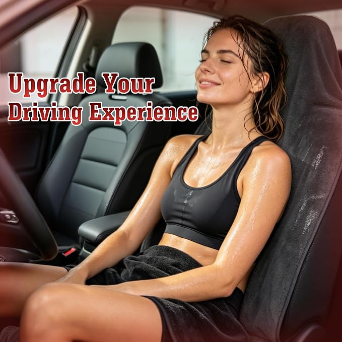 550g Heavy Duty Towel Car Seat Cover, Waterproof Sweat Protector for Post-Gym & Beach, Non-Slip Microfiber Bucket Seat Mat for Sedans SUV Minivans, Machine Washable (Gray, 1-Pack)