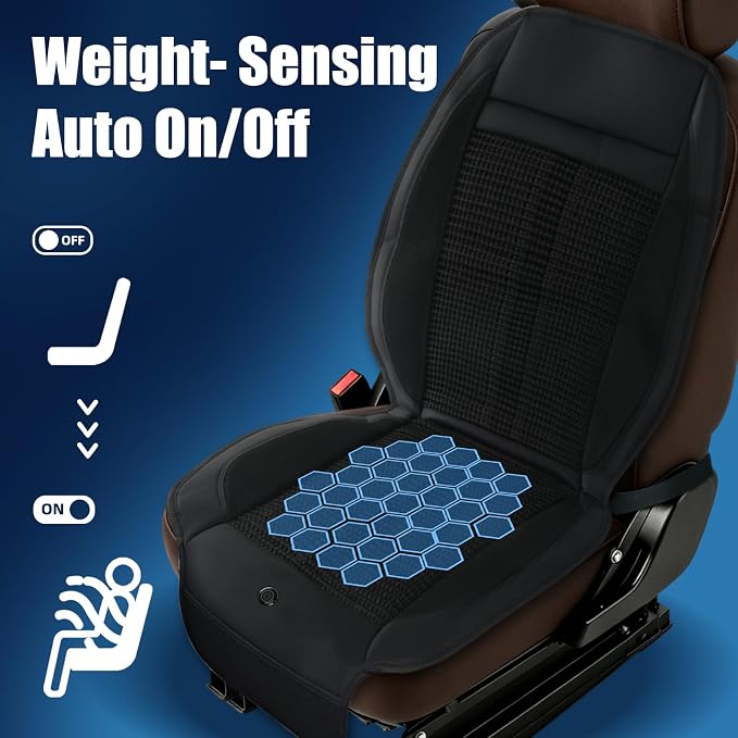 Cooling Seat Cover for Cars, Ventilated Car Seat Cover for Suction, 12V 3-Speed Cooling Seat Cushion with 2 Turbon Fans, Universal Fit for Car SUV Truck Home Office, Non-Slip Breathable Ice Silk