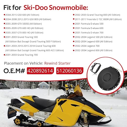 JAVIK Recoil Pull Starter & Starter Grip for Ski-Doo MXZ Renegade Summit GTX Grand Touring Legend 500 600 700 800 2001-2019 O.E.M# 420892614 512060136