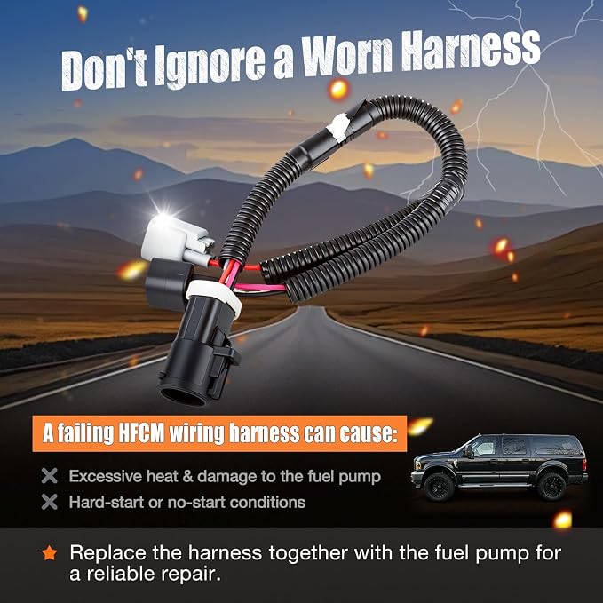 iFJF HFCM Fuel Pump Wiring Harness Compatible with Ford 6.0L Super Duty | F250-F550 Excursion Powerstroke V8, Common Rail System Guard, Heavy-Duty Fluoroelastomer Seals, Plug-and-Play Install