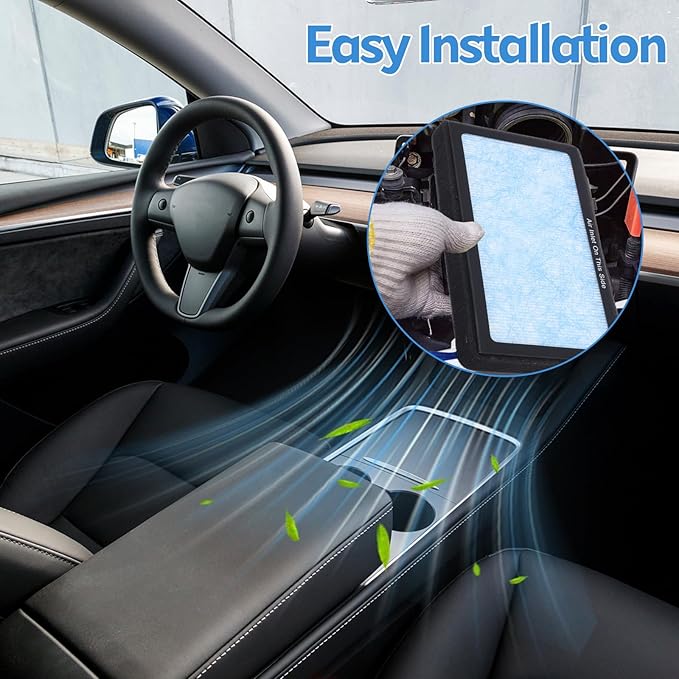 6 Pack Cabin Air Filter for Tesla Model 3 Model Y, HEPA Cabin Air Filter with Activated Carbon 4-Stage Filtration, Replacement for 2016-2025 Tesla Model 3/Y, Includes 3 Wrenches & 3 Pry Bars
