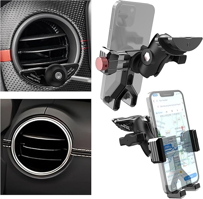 Upgraded Aluminum Vent Phone Mount for Jeep Wrangler JL & Gladiator JT (2018-2023) & Sahara | Stable Off-Road Car Phone Holder | No Block AC Vent | 360° Rotatable for iPhone & All Smartphones
