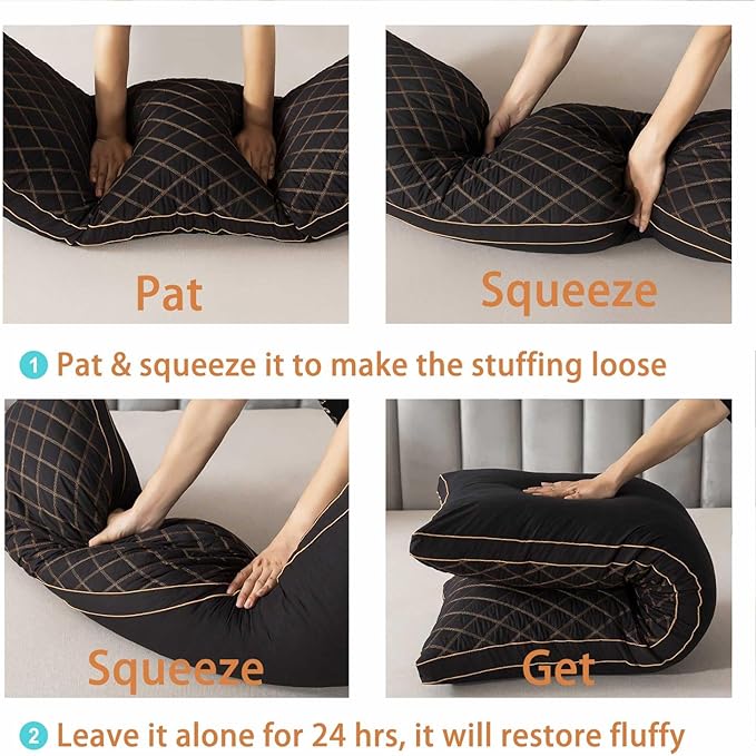 WhatsBedding Memory Foam Body Pillow for Adults, Long Pillow for Sleeping, Full Body Pillow for Bed - Black Quilted