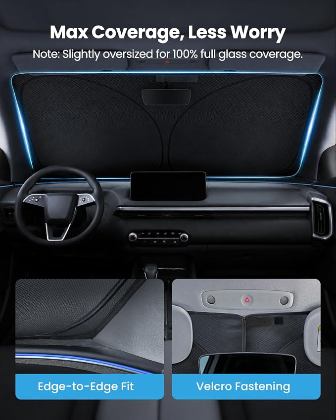 REEVAA 2026 3rd Pro Windshield Sunshade for 2023-2026 Mazda CX-50 | Dual-Layer Heat & Sun Defense, OEM Design | Foldable Sun Shade Car Accessories with Storage Bag