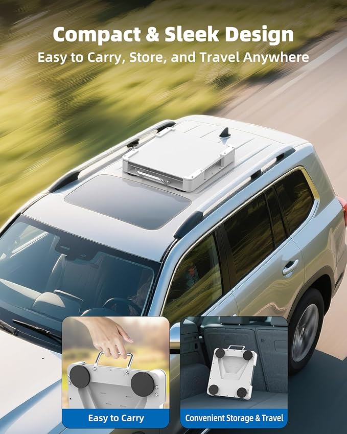 Starlink Mini Magnetic Roof Car Mount, Aluminum Frame with 3.5mm Acrylic Shield, Strong Magnetic Hold, Quick Install, Weatherproof, Hail & UV Resistant, Portable for RV, Camper Van, SUV, Boat – Silver
