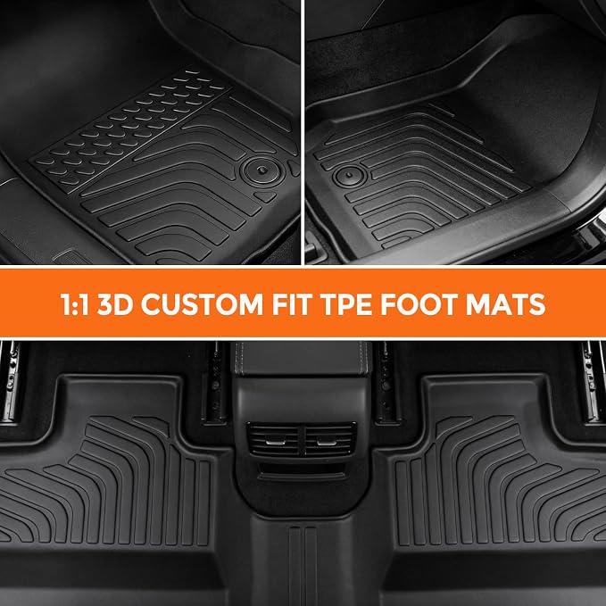 Floor Mats for Jeep Wrangler JK Unlimited 4 Door 2007-2013 (Not for 4XE, JL or 2 Door), Custom Fit Heavy Duty TPE All Weather Protection, Waterproof Non-Slip Black (Two-Row Floor Mats)