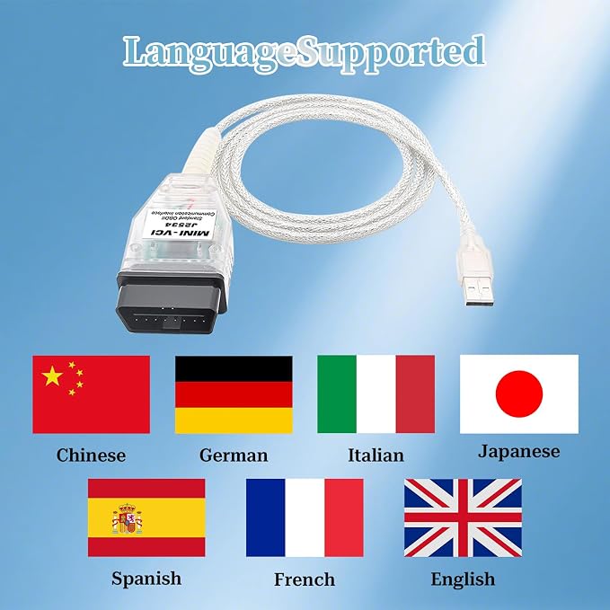 Mini Vci J2534 Cable for Toyota Techstream-Latest Version V18.00.008,OBD2 to USB Diagnostic and Reprogramming Cable Fits Toyota Lexus Scion Vehicles,Work with Windows XP Win7 Win10(32/64bit)