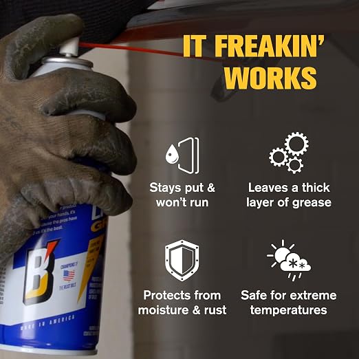 B’laster White Lithium Grease Spray – High-Performance Lithium Grease Spray – Helps Protect Against Moisture & Oxidation - Reduces Friction & Leaves a Durable Lubricating Layer – 11 oz (Case of 12)