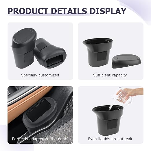LUWU Car Trash Can for 2022-2024 2025 2026 Toyota Crown Waterproof ABS Material Auto Garbage Bin, Portable Door Mount Trash Bin with Lid, Interior Accessories for Crown 2026 2-Pack