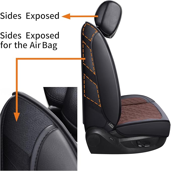 YIERTAI Car Seat Covers for Dodge Ram Fit 2009-2026 1500 2010-2026 2500 3500 Classic Bighorn Longhorn Laramie Tradesman Truck Brown Front