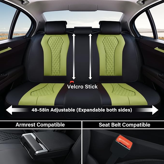 Coverado Car Seat Covers, Back Car Seat Cover, 3-Pieces Leather Seat Cover, Luxury Car Seat Cushion, Luxury Seat Cover Seat Protector Universal Most Cars Trucks SUV