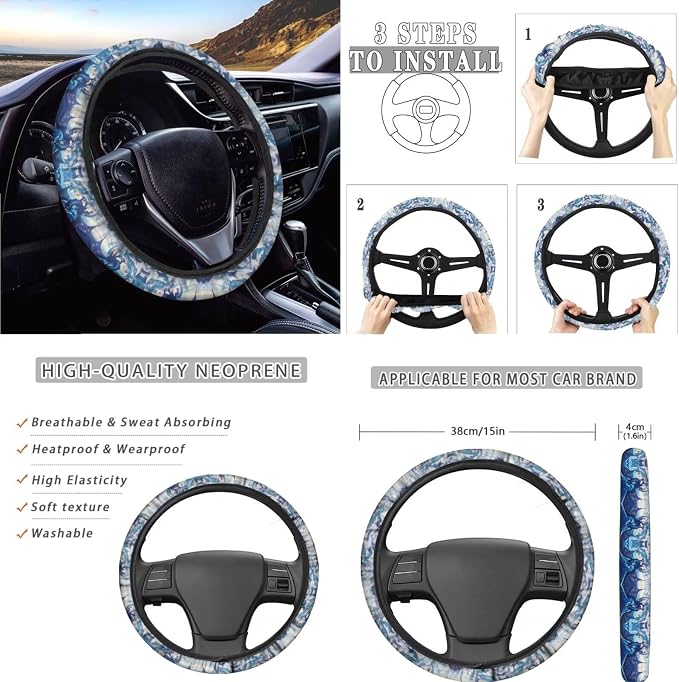 AFPANQZ Dragon Print Car Seat Covers Full Set of 11 Pcs with Steering Wheel Cover Gear Shift Knob Cover+Auto Handbrake Cover+Seat Belt Strap Pads+Car Coaster