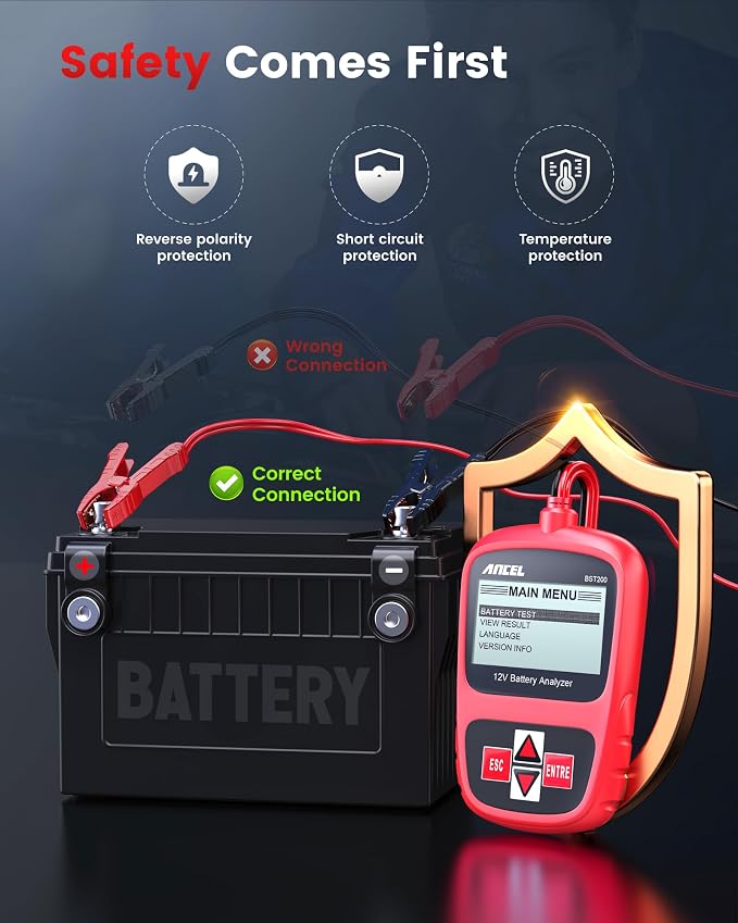 ANCEL BST200 Car Battery Tester and Ancel AD310 Classic Enhanced Universal OBD II Scanner Car Engine Fault Code Reader