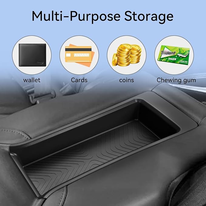 smabee 2nd Row Armrest Storage Box Compatible with Honda Pilot 2023 2024 2025 2026 Console Tray TPE Accessories Interior Storage Box Tray Insert Black