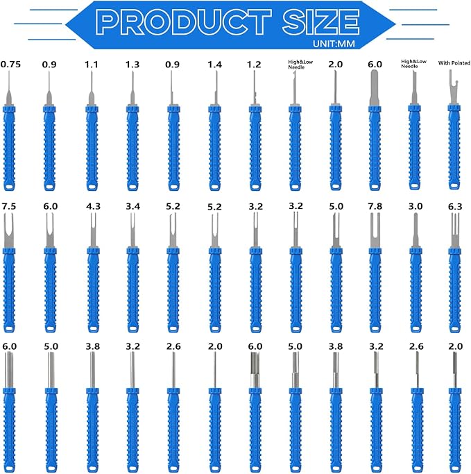 48 Pcs Terminal Removal Tools with Leather Case, Depinning Tool Kit | Connector Pin Removal Tools Depin Tool Terminal Depinning Kit for Automotive, Motorcycle & Electrical Most Connectors