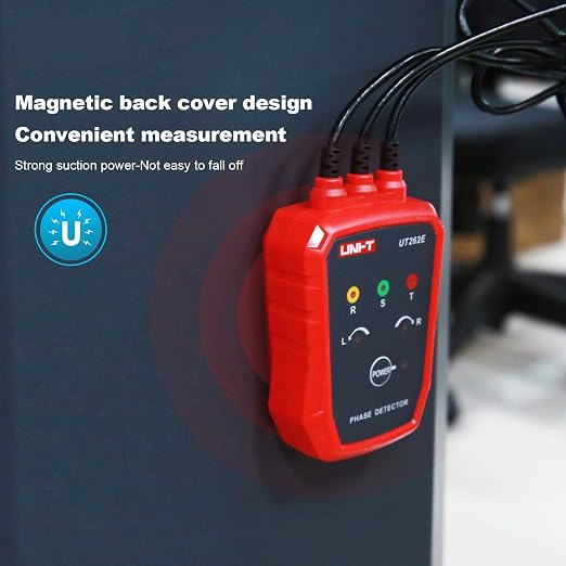 UNI-T 3 Phase Rotation Meter, AC 70-1000V Non-Contact Phase Sequence Detector with LED & Buzzer, Power Inspection Breakpoints Finding Positioning UT262E