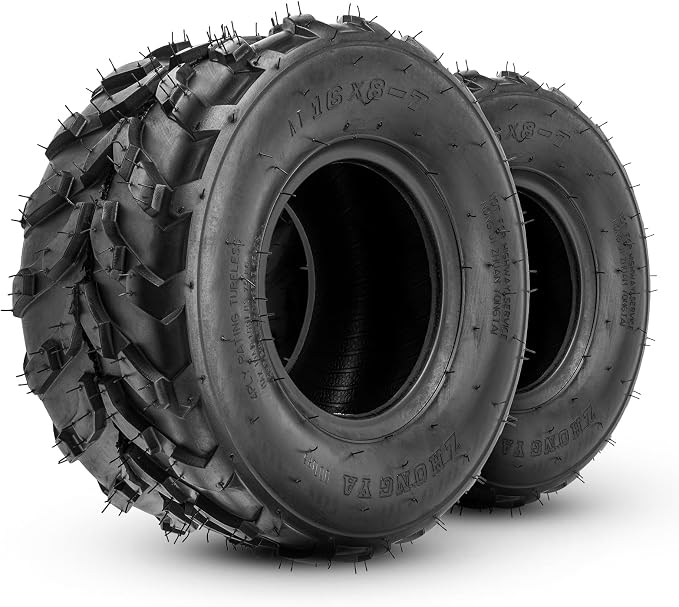 16x8-7 ATV Tires, 16x8-7 All Terrain Tires 4 PR, for Mud, Sand, and Off-Road Trails, 2 Pack Tubeless, Z-113