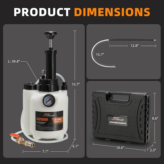 FOUR UNCLES Transmission Fluid Pump - Manual Fluid Transfer Pump with ATF Adapters for Automotive Use, Transmission Fluid Transfer Pump kit