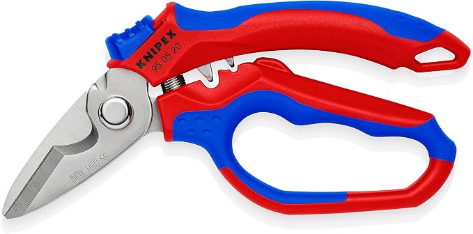 KNIPEX Tools Stainless steel 95 05 20 US Angled Electricians' Shears, 6-1/4", Red/Blue & 87 41 250 RAP Tools - Raptor Pliers (8741250) Red 10 inches