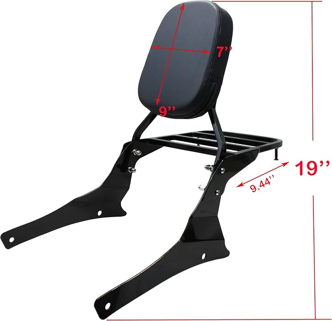 YHMOTO Black Passenger Backrest Sissy Bar with Luggage Rack for Suzuki Volusia VL800 2001-2011 Boulevard C50 2005-2011 Boulevard M50 2005-2008