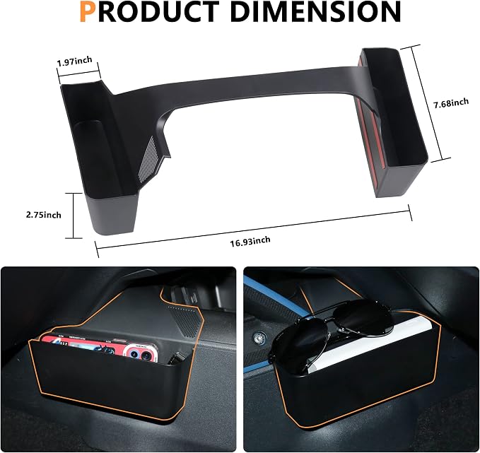 Center Console Organizer Tray Shifter Storage Box for 2021 2022 2023 2024 2025 New Ford Bronco 2/4 Door Gear Shift Driver Passenger Side Additional Hanging Storage Pocket Interior Accessories