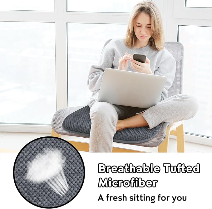 Grey Kitchen Chairs Cushions Non Slip Foam Office Seat Cushions Washable Soft Thick Pads Large Wooden Metal Tapered Dining Chair Cushions,17" x 15"