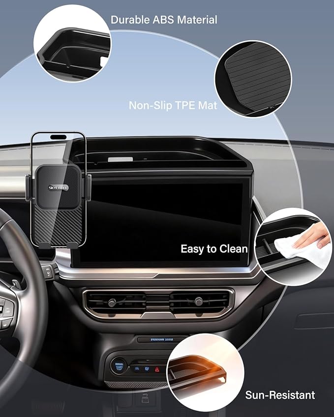 SKYLOTEC Dash Tray with Phone Holder for 2025 Ford Bronco Sport Phone Mount Dashboard Storage Accessories 13.2-Inch Screen, Automobile Cradles Dash Console Organizer Cell Phone Base