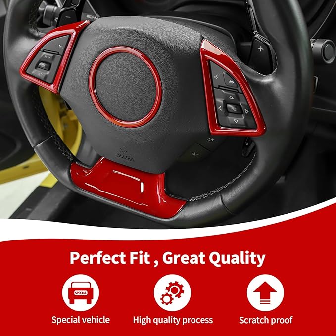 RAZPOY for Camaro Interior Trim Kit, 6PCS Gear Shift Panel Trim Navigation Screen Radio Cover Compatible with 2017-2023 Chevy Camaro, Red (Small Screen)