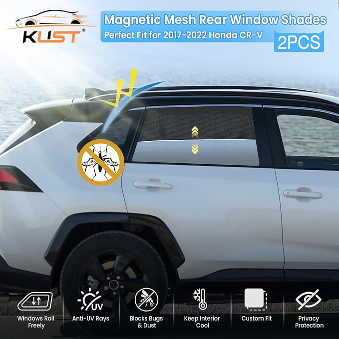 KUST Car Window Shades for 2017-2022 Honda CR-V CRV Accessories, Breathable Mesh Magnetic Window Covers, Rear Back Side Window Sun Shades UV Block Privacy Protection for Baby Camping Napping 2PCS
