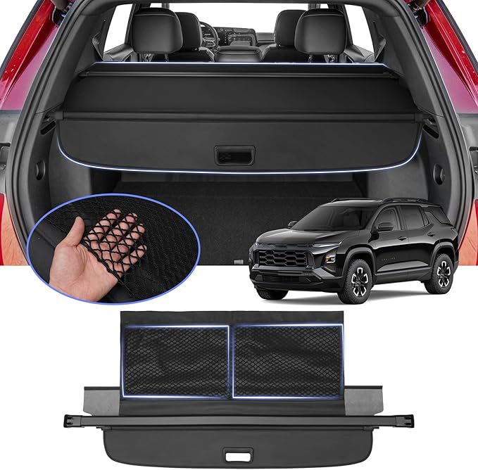Cargo Cover for Chevy Equinox 2025 2026 GMC Terrain with Extra Storage Net, Retractable Trunk Cover for Chevrolet Equinox 2025 2026 Security Shade Shield Cover No Gap Design