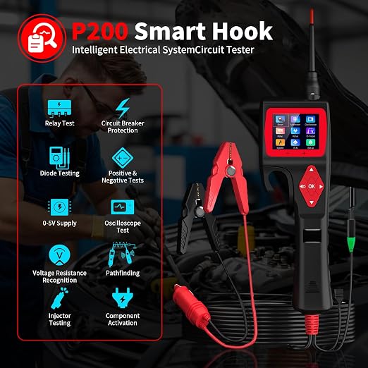 Intelligent Automotive Electrical Circuit Tester 9V-30V with 2.4 Inch LCD Screen, Multi-Function Car Electrical System Tester for Voltage Resistance Relay Injector Test
