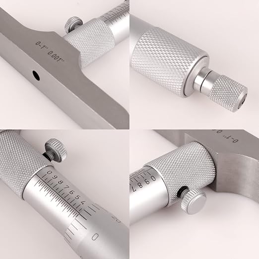 Depth Micrometer, 0-1" Measuring Range, 0.001" Graduation, Professional Precision Depth Gauge for Machining, Engineering & Metalworking, High Accuracy Tool
