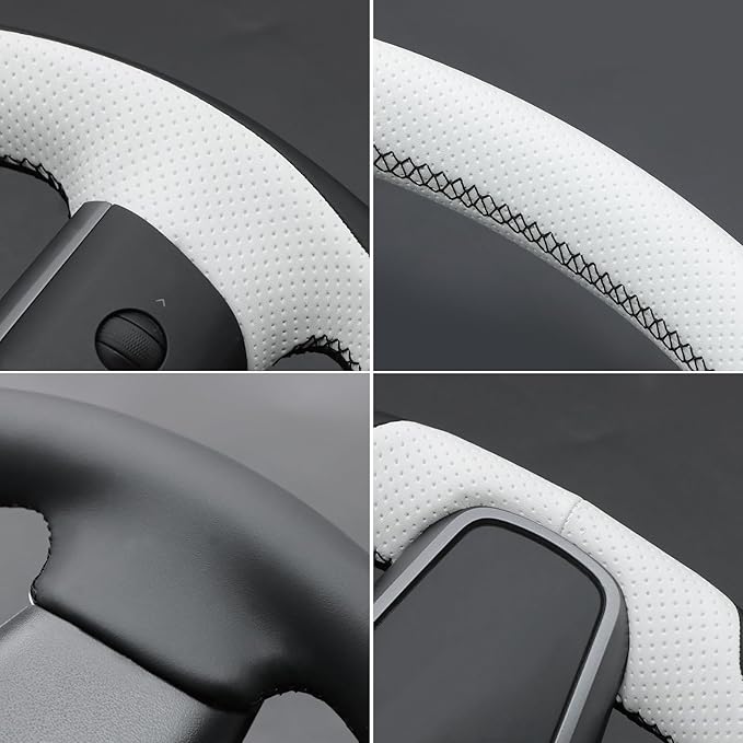MEWANT DIY Stitching Steering Wheel Cover Wrap for Tesla Model 3 Highland 2023-2025/Model Y 2025 Highland for Tesla Model 3/Model Y Accessories(3D Style)