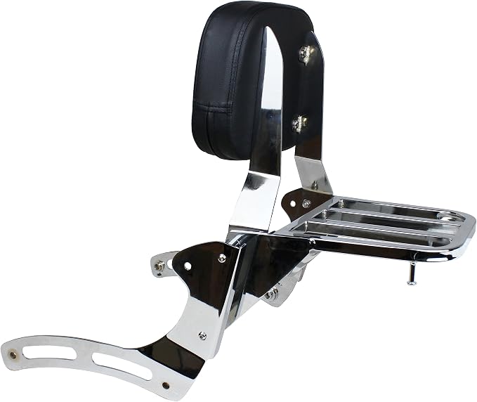 YHMOTO Passenger Backrest Sissy Bar with Luggage Rack for Kawasaki Vulcan 900 VN900 Classic Custom 2006-2025 (Chrome)
