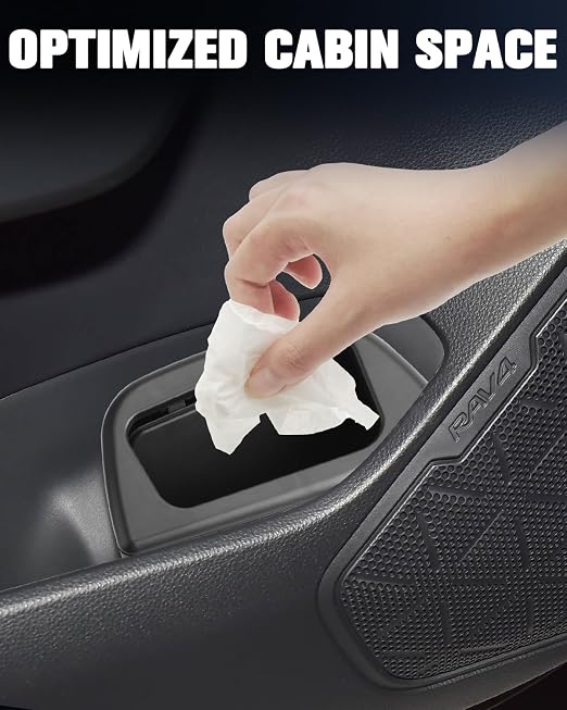 YEE PIN Toyota RAV4 2025 Trash Can Bin with Lid for Door, Black ABS Plastic, Quart Size, Custom Fit for Driver Side Door Pocket (LE/SE/XLE Premium/Woodland/XSE/Limited) Accessories