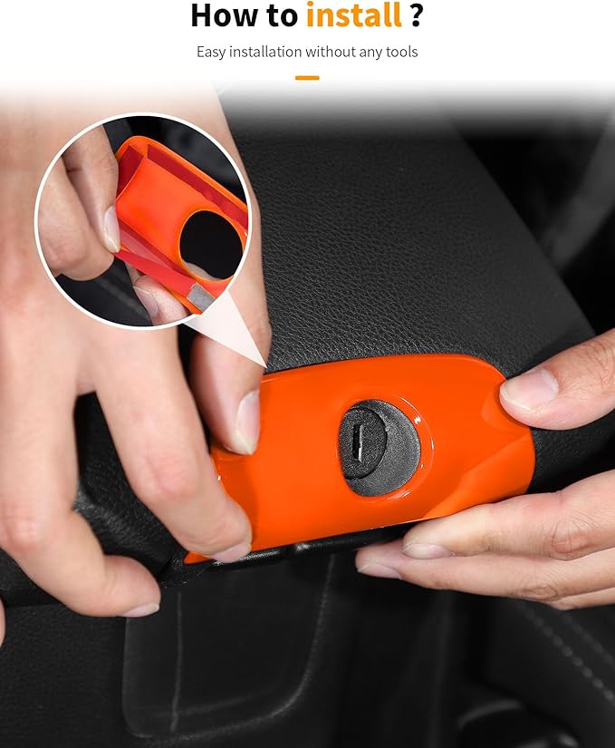Hoolcar Steering Wheel Cover Gear Shift Panel Trim Cover Water Cup Holder Cover Kit Interior Accessories Kit Fit for Jeep Wrangler JK JKU 2011-2018, 4-Door, Orange