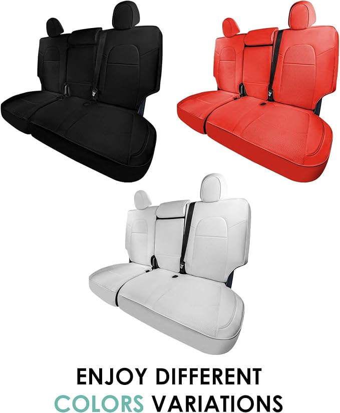 FH Group Custom Fit Car Seat Covers Specifically Made for 2020-2025 Tesla Model Y Faux Leather Water Resistant Automotive Seat Covers -Rear Set Solid Red