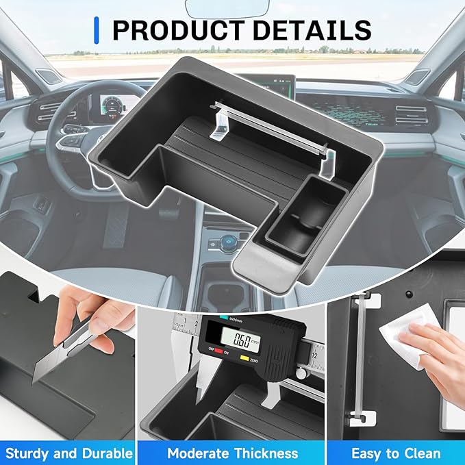 SXCY for 2025 2026 VW Tiguan Center Console Organizer for 2025 2026 Volkswagen Tiguan Accessories for 2025 2026 VW Tiguan Front Console Tray 2025 2026 Tiguan Console Organizer