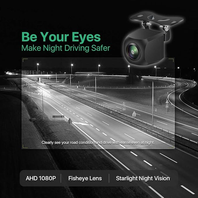 GreenYi AHD Monitor Camera Set, 800x480 HD TFT Monitor + Universal AHD 1080P Rear Licnese Plate Camera