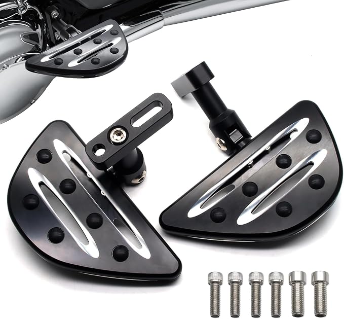 MZS Motorcycle Passenger Floorboards, Touring Rear Foot Pegs Footboards Footrest Bracket Black CNC Compatible with Road Glide Electra Tri Street Glide Road King Ultra CVO FLD 1993-2025
