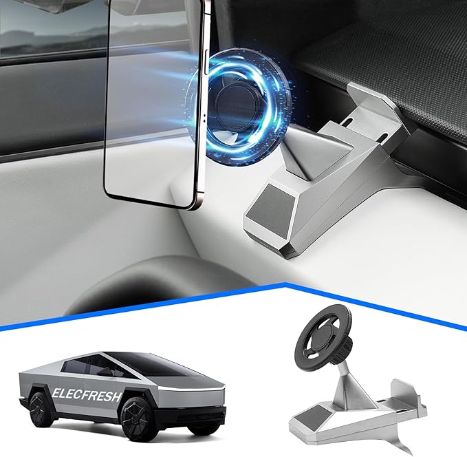 ELECFRESH Phone Mount for Tesla Cybertruck Fit for All Phone, Magnetic Phone Holder for Cybertruck Accessories Can be Adjusted 360° (Model)