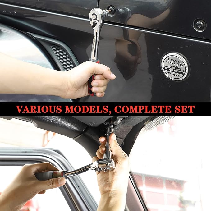 Hoolcar Hard Top and Door Removal Torx Tool Set Socket Wrench Multi-Tool Case Kit for 1997-2023 Jeep Wrangler TJ JK JKU JL JLU Sport Sahara Rubicon X