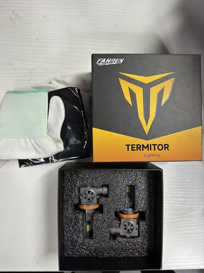 Termitor Latest H11 Driving Light Bulbs, 45,000LM Brightness, 6500K Cool White H9/H8/H16 Driving light bulbs, 10-Year Service Life with Cooling Fan, Real 1:1 Mini Size, Plug-N-Play, Pack of 2