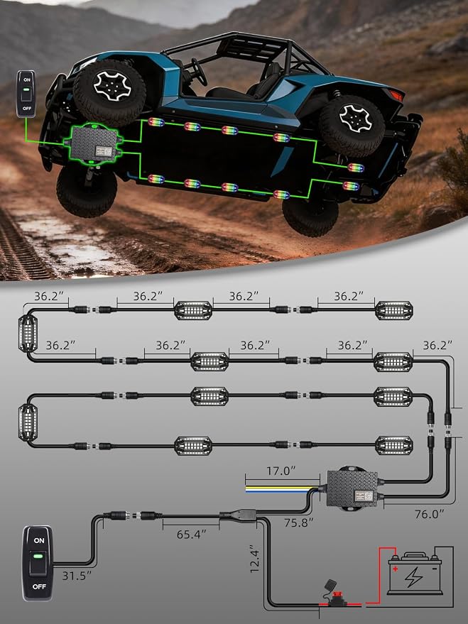 10 Pods RGB LED Rock Lights Aluminum 3D Multi-Sided Lighting w/Brake Turn Signal Reverse Mode, APP & Remote Control Music Voice Sync Underglow Lights for Trucks Offroad Utv Waterproof