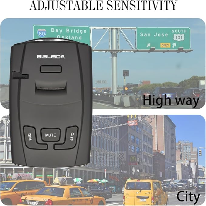 Radar Detectors for Cars American Laser BLSLEIDA X K KA Bands VG 2 Protection S360 with LaserEye Front Rear Police Scanner 12V Socket and Expansion Interface Charger (BLSLEIDA S360B)