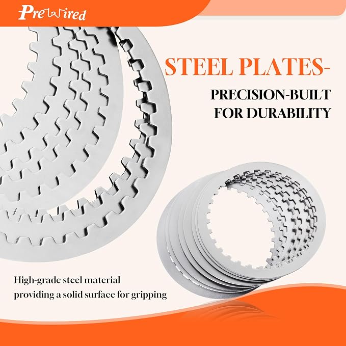 M8 Clutch Plate Kit Friction Steel Plate Set for Harley 2017-up Touring Street Glide FLHX/Road Glide FLTR/Road King FLHR/Electra Glide FLHT & 2018-up Softail Model with Milwaukee 8 Engine