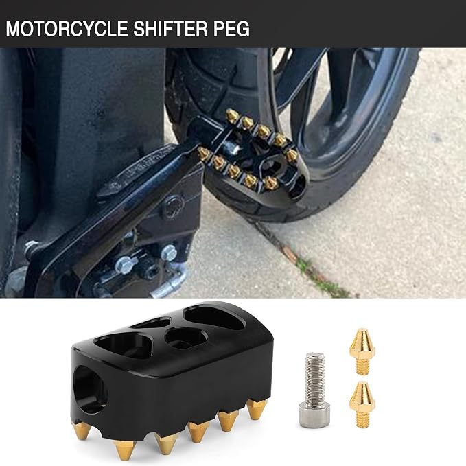 Wide Foot Pegs MX Mini Floorboards Footrest Gear Shifter Peg for Harley Dyna Street Bob Sportster 883 Touring Road Glide Street Glide Fat Boy With Male Mount (Gold black)